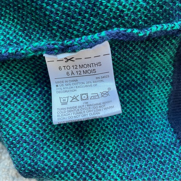 JANIE AND JACK Baby Navy Cotton Blend Gold Trim Green Tartan Dress - Picture 7 of 7